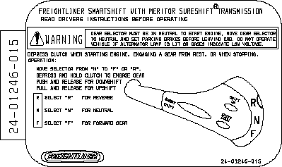 24-01246-015 (Decal - Shift Pattern, M2, Meritor Sureshift, Smartshift)